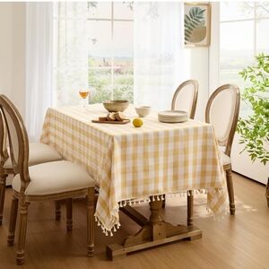 Softalker Checkered Tablecloth Rectangle, Outdoor Cotton Blend Gingham New